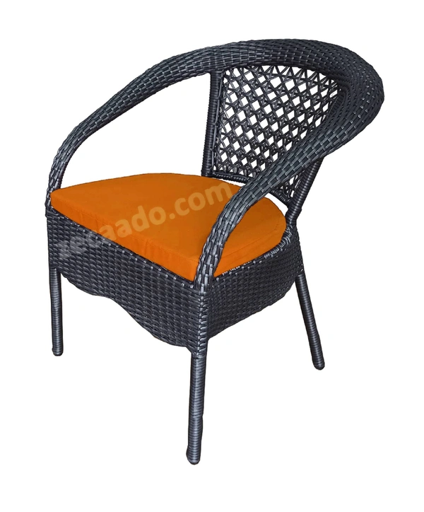 Zecado Mercury 4 Seater Patio Coffee Table with Orange Cushions in Grey Corduroy Finish - Grey