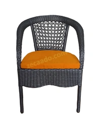 Zecado Mercury 4 Seater Patio Coffee Table with Orange Cushions in Grey Corduroy Finish - Grey