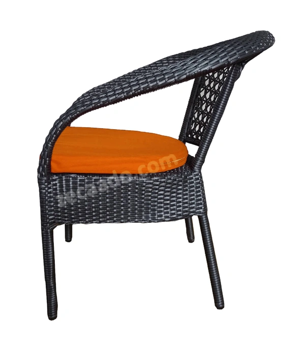 Zecado Mercury 4 Seater Patio Coffee Table with Orange Cushions in Grey Corduroy Finish - Grey