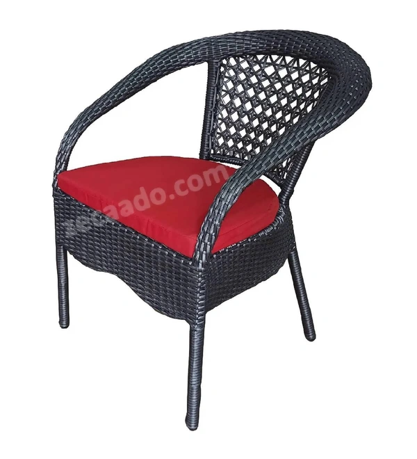 Zecado Mercury 2 Seater Patio Coffee Table with Red Cushions in Grey Corduroy Finish - Grey
