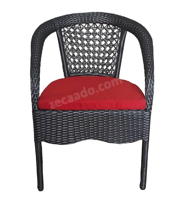 Zecado Mercury 2 Seater Patio Coffee Table with Red Cushions in Grey Corduroy Finish - Grey