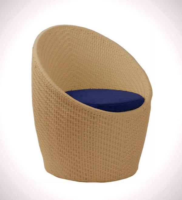 Zecado Nest 2 Seater Patio Coffee Table with Blue Cushions in Fawn Corduroy Finish - Fawn, Blue