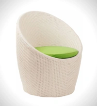 Zecado Nest 2 Seater Patio Coffee Table with Green Cushions in Off-White Corduroy Finish - Off-White, Green