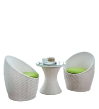 Zecado Nest 2 Seater Patio Coffee Table with Green Cushions in White Corduroy Finish - White, Green