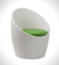 Zecado Nest 2 Seater Patio Coffee Table with Green Cushions in White Corduroy Finish - White, Green