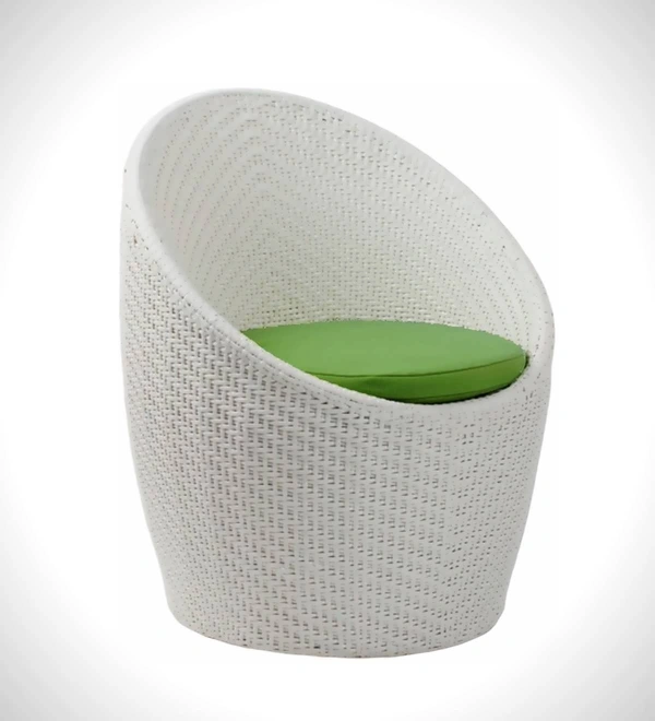 Zecado Nest 2 Seater Patio Coffee Table with Green Cushions in White Corduroy Finish - White, Green