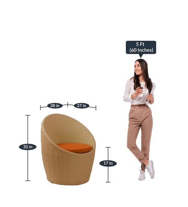 Zecado Nest 2 Seater Patio Coffee Table with Orange Cushions in Fawn Corduroy Finish - Fawn, Orange