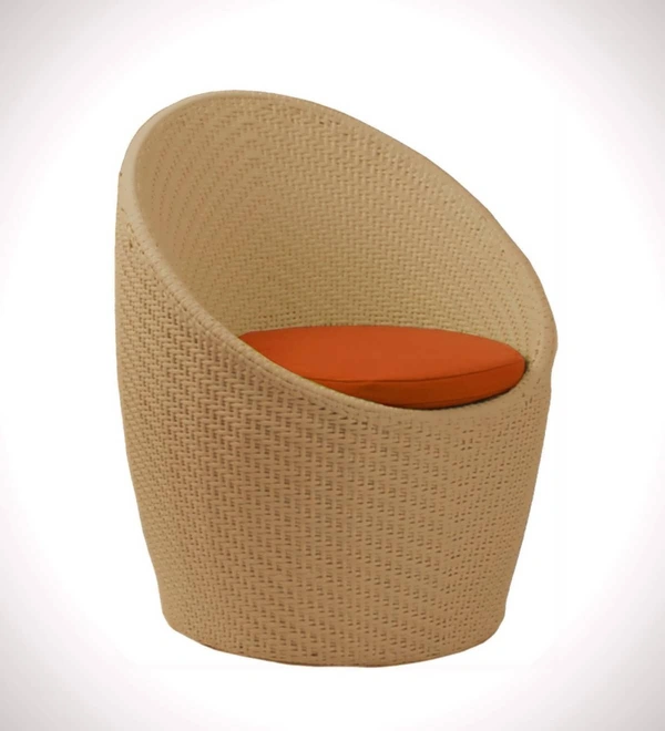 Zecado Nest 2 Seater Patio Coffee Table with Orange Cushions in Fawn Corduroy Finish - Fawn, Orange