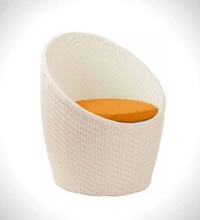 Zecado Nest 2 Seater Patio Coffee Table with Orange Cushions in Off-White Corduroy Finish - Off-White, Orange