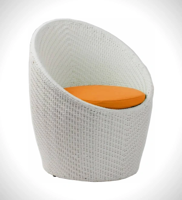 Zecado Nest 2 Seater Patio Coffee Table with Orange Cushions in White Corduroy Finish - White, Orange