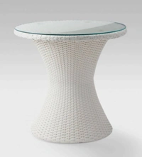 Zecado Nest 2 Seater Patio Coffee Table with Orange Cushions in White Corduroy Finish - White, Orange