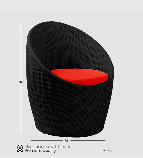 Zecado Nest 2 Seater Patio Coffee Table with Red Cushions in Black Corduroy Finish - Black, Red