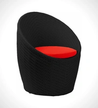 Zecado Nest 2 Seater Patio Coffee Table with Red Cushions in Black Corduroy Finish - Black, Red