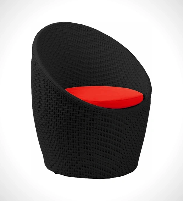 Zecado Nest 2 Seater Patio Coffee Table with Red Cushions in Black Corduroy Finish - Black, Red