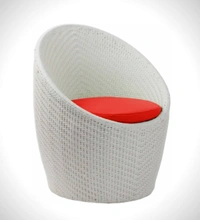 Zecado Nest 2 Seater Patio Coffee Table with Red Cushions in White Corduroy Finish - White, Red