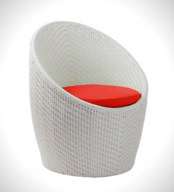 Zecado Nest 2 Seater Patio Coffee Table with Red Cushions in White Corduroy Finish - White, Red