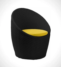 Zecado Nest 2 Seater Patio Coffee Table with Yellow Cushions in Black Corduroy Finish - Black, Yellow