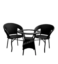 Zecado Nightingale 2 seater Patio Coffee Table Set In Black Corduroy Finish - Black