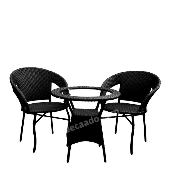 Zecado Nightingale 2 seater Patio Coffee Table Set In Black Corduroy Finish - Black