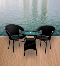 Zecado Nightingale 2 seater Patio Coffee Table Set In Black Corduroy Finish - Black