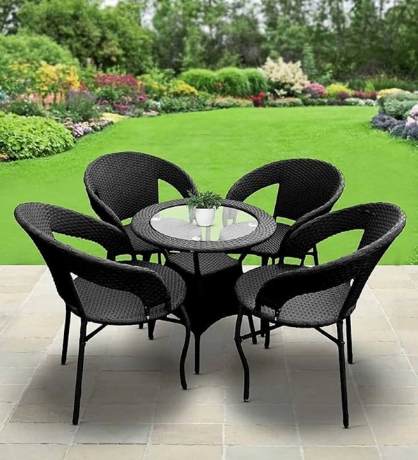 Zecado Nightingale 4 seater Patio Coffee Table Set In Black Corduroy Finish - Black