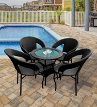 Zecado Nightingale 4 seater Patio Coffee Table Set In Black Corduroy Finish - Black