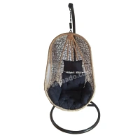 Zecado Nike Garden & outdoor swing chair in Brown & Fawn with Black Sofa Cushion - Black