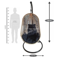 Zecado Nike Garden & outdoor swing chair in Brown & Fawn with Black Sofa Cushion - Black