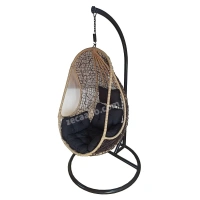 Zecado Nike Garden & outdoor swing chair in Brown & Fawn with Black Sofa Cushion - Black
