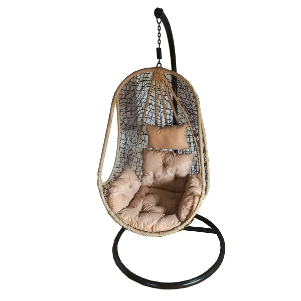 Zecado Nike Garden swing chair in Brown & Fawn with Fawn Sofa Cushion - Black