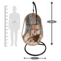 Zecado Nike Garden swing chair in Brown & Fawn with Fawn Sofa Cushion - Camel