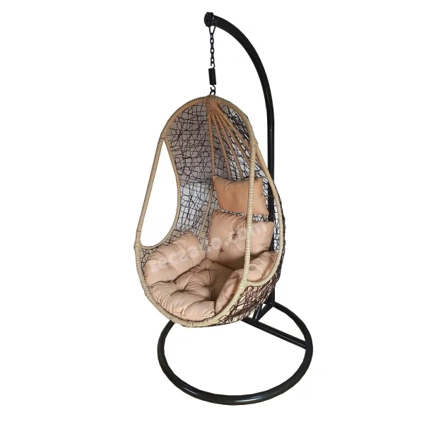 Zecado Nike Garden swing chair in Brown & Fawn with Fawn Sofa Cushion - Black