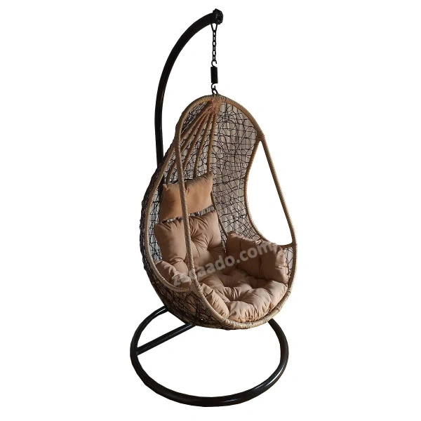 Zecado Nike Garden swing chair in Brown & Fawn with Fawn Sofa Cushion - Black