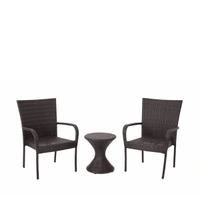 Zecado Nirvana 2 Seater Wicker Lawn Chair Set in Black Corduroy Finish - Brown