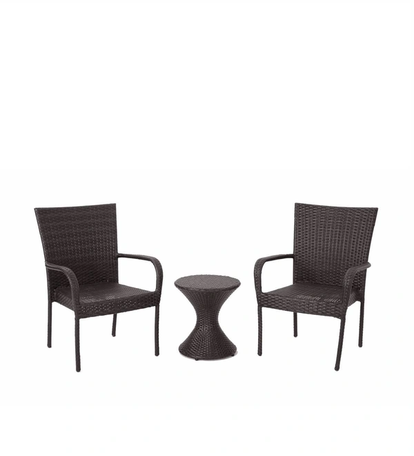Zecado Nirvana 2 Seater Wicker Lawn Chair Set in Black Corduroy Finish - Brown