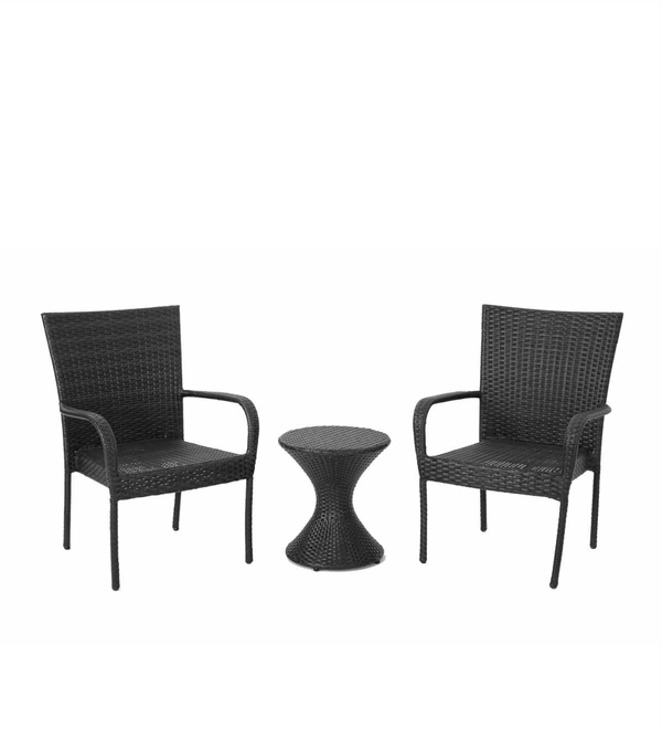 Zecado Nirvana 2 Seater Wicker Lawn Chair Set in Brown Corduroy Finish - Black
