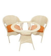 Zecado Opera 2 Seater Patio Dining Set with Orange Cushions in Off-White Corduroy Finish - Off-White, Orange