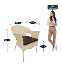 Zecado Opera 2 Seater Patio Dining Set with Brown Cushions in Off-White Corduroy Finish - Off-White, Brown