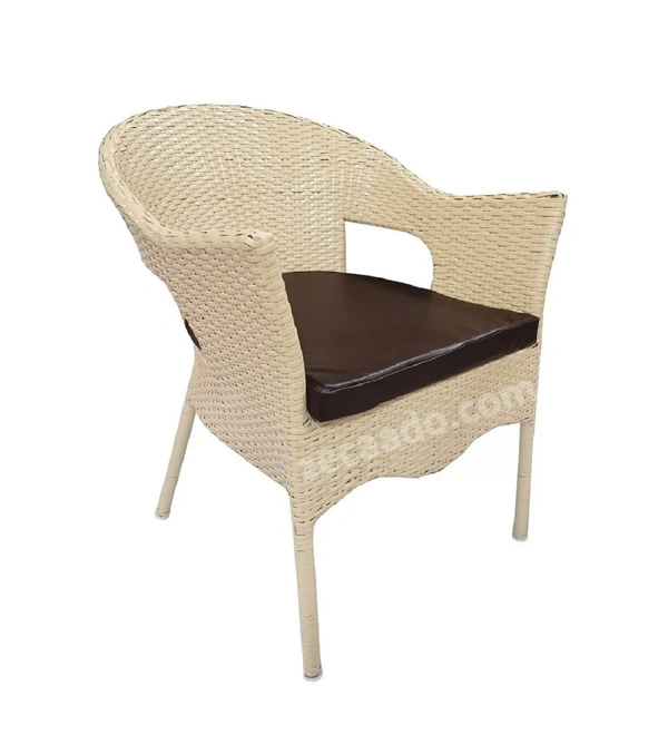 Zecado Opera 2 Seater Patio Dining Set with Brown Cushions in Off-White Corduroy Finish - Off-White, Brown