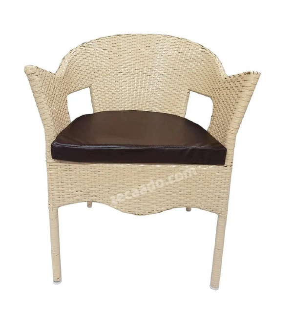 Zecado Opera 2 Seater Patio Dining Set with Brown Cushions in Off-White Corduroy Finish - Off-White, Brown