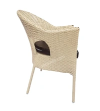 Zecado Opera 2 Seater Patio Dining Set with Brown Cushions in Off-White Corduroy Finish - Off-White, Brown