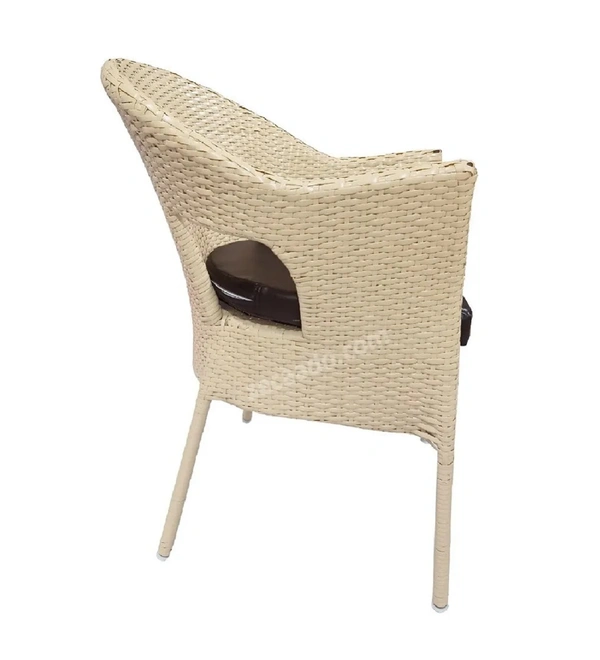 Zecado Opera 2 Seater Patio Dining Set with Brown Cushions in Off-White Corduroy Finish - Off-White, Brown