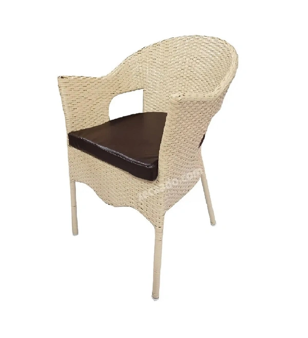 Zecado Opera 2 Seater Patio Dining Set with Brown Cushions in Off-White Corduroy Finish - Off-White, Brown