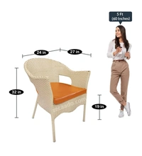 Zecado Opera 2 Seater Patio Dining Set with Orange Cushions in Off-White Corduroy Finish - Off-White, Orange