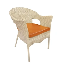 Zecado Opera 2 Seater Patio Dining Set with Orange Cushions in Off-White Corduroy Finish - Off-White, Orange