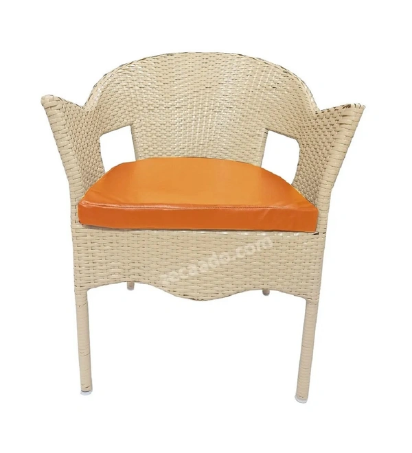 Zecado Opera 2 Seater Patio Dining Set with Orange Cushions in Off-White Corduroy Finish - Off-White, Orange