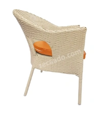 Zecado Opera 2 Seater Patio Dining Set with Orange Cushions in Off-White Corduroy Finish - Off-White, Orange