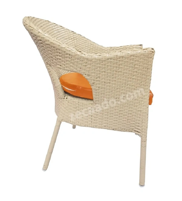 Zecado Opera 2 Seater Patio Dining Set with Orange Cushions in Off-White Corduroy Finish - Off-White, Orange