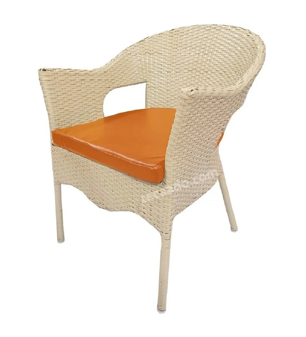Zecado Opera 2 Seater Patio Dining Set with Orange Cushions in Off-White Corduroy Finish - Off-White, Orange