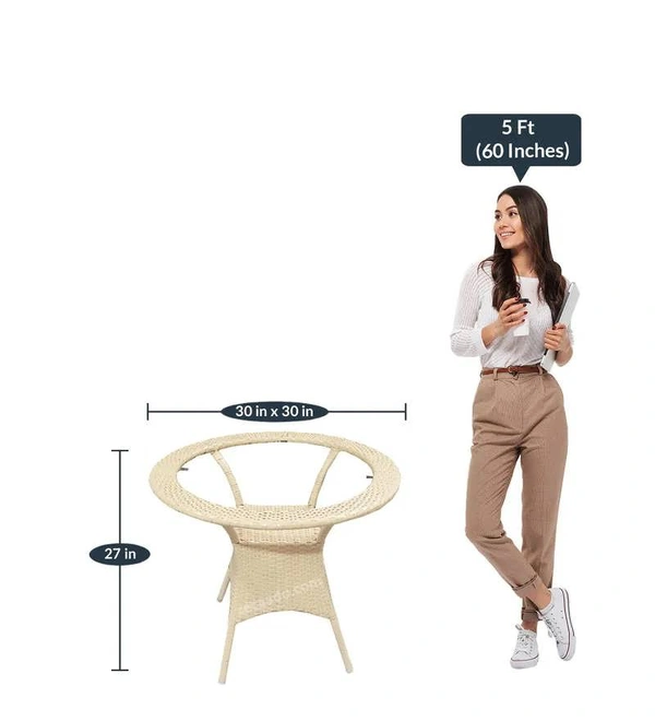 Zecado Opera 4 Seater Patio Dining Set with Red Cushions in Off-White Corduroy Finish - Off-White, Red